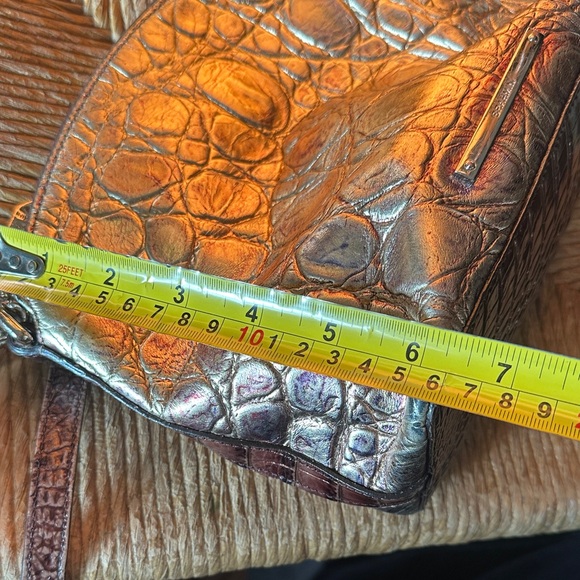 Brahmin mini duxbury multi  crescendo Crocodile Embossed Brown Bag - Picture 11 of 14